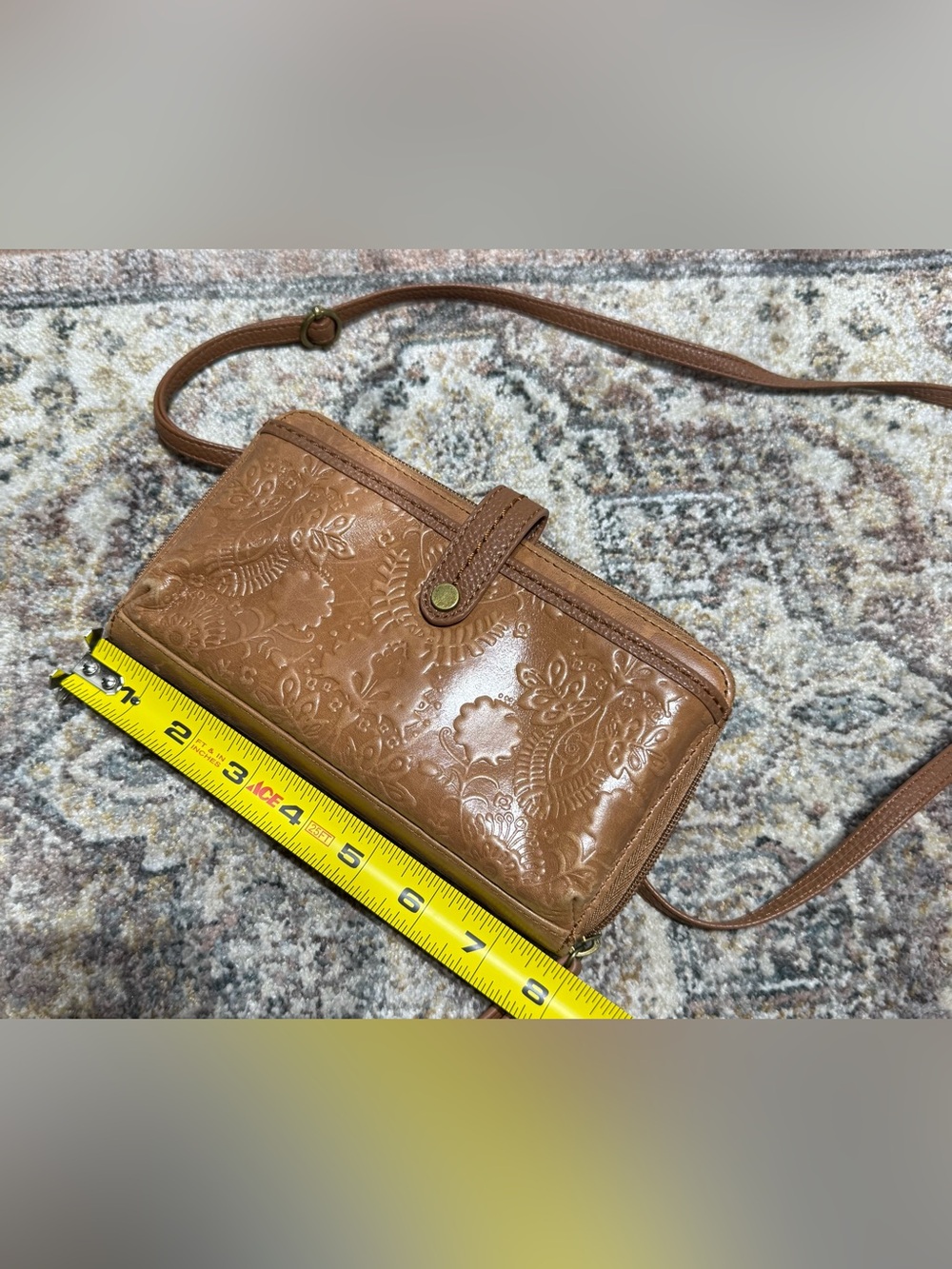 The Sak Iris Embossed Leather Wallet in Cognac Brown - Picture 3 of 7